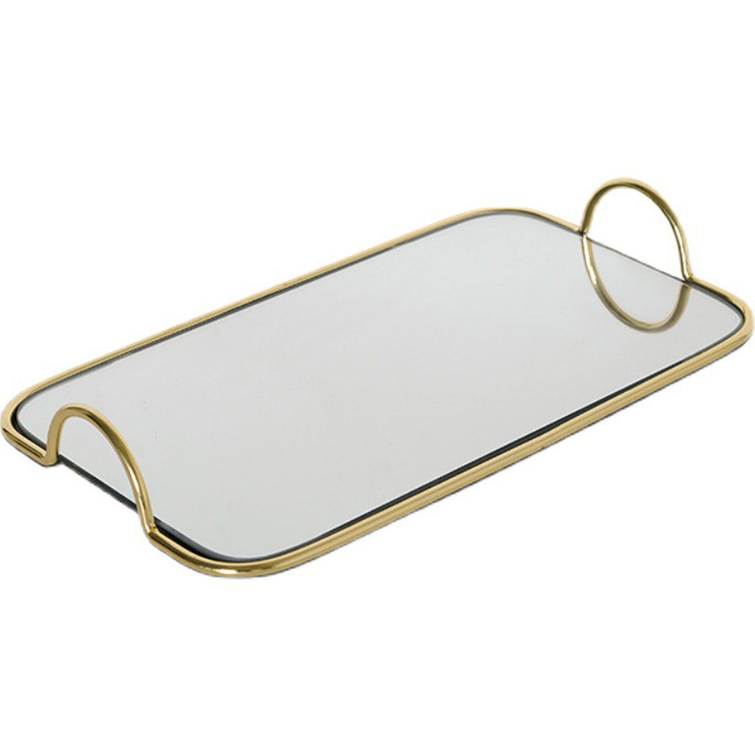 SOGA 40.5cm Gold Flat-Lay Mirror Glass Metal Tray Vanity Makeup Perfum –  Ambience Creation