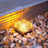 Waterproof Solar Power LED Ground Crystal Glass Ice Brick Outdoor Light