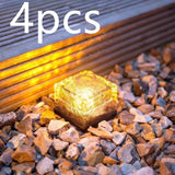 Waterproof Solar Power LED Ground Crystal Glass Ice Brick Outdoor Light