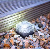 Waterproof Solar Power LED Ground Crystal Glass Ice Brick Outdoor Light