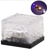 Waterproof Solar Power LED Ground Crystal Glass Ice Brick Outdoor Light