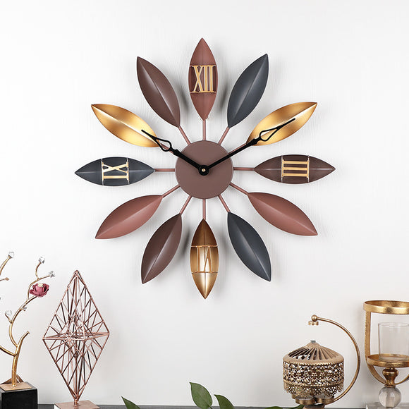 Iron Leaf Wall Clock Bar Decoration