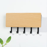 Rectangular Wood and Plastic Key Hook and Letter Rack