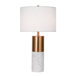 SOGA 60cm White Marble Bedside Modern Desk Table Lamp Living Room Shade with Cylinder Base