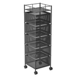 SOGA 2 Tier Steel Square Rotating Kitchen Cart Multi-Functional Shelves Portable Storage Organizer with Wheels