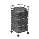 SOGA 2 Tier Steel Square Rotating Kitchen Cart Multi-Functional Shelves Portable Storage Organizer with Wheels