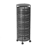 SOGA 2 Tier Steel Round Rotating Kitchen Cart Multi-Functional Shelves Portable Storage Organizer with Wheels