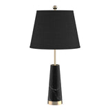 SOGA 68cm Black Marble Bedside Desk Table Lamp Living Room Shade with Cone Shape Base