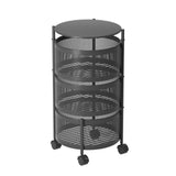 SOGA 2 Tier Steel Round Rotating Kitchen Cart Multi-Functional Shelves Portable Storage Organizer with Wheels