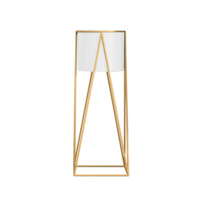 70cm Gold Metal Plant Stand with White Flower Pot Holder Corner Shelving Rack Indoor Display