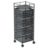 SOGA 2 Tier Steel Square Rotating Kitchen Cart Multi-Functional Shelves Portable Storage Organizer with Wheels