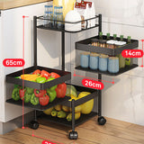 SOGA 2 Tier Steel Square Rotating Kitchen Cart Multi-Functional Shelves Portable Storage Organizer with Wheels