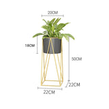 50cm Gold Metal Plant Stand with Black Flower Pot Holder Corner Shelving Rack Indoor Display