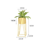 50cm Gold Metal Plant Stand with Gold Flower Pot Holder Corner Shelving Rack Indoor Display