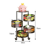 SOGA 2 Tier Steel Round Rotating Kitchen Cart Multi-Functional Shelves Portable Storage Organizer with Wheels