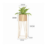 70cm Gold Metal Plant Stand with Gold Flower Pot Holder Corner Shelving Rack Indoor Display