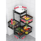 SOGA 2 Tier Steel Square Rotating Kitchen Cart Multi-Functional Shelves Portable Storage Organizer with Wheels