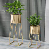 50cm Gold Metal Plant Stand with Gold Flower Pot Holder Corner Shelving Rack Indoor Display