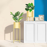 75cm Gold Metal Plant Stand with Flower Pot Holder Corner Shelving Rack Indoor Display