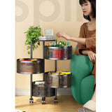 SOGA 2 Tier Steel Round Rotating Kitchen Cart Multi-Functional Shelves Portable Storage Organizer with Wheels