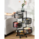 SOGA 2 Tier Steel Round Rotating Kitchen Cart Multi-Functional Shelves Portable Storage Organizer with Wheels