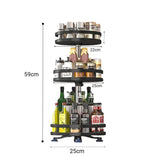 SOGA 2 Tier Steel Black Round Rotating Multi-Function Kitchen Portable Storage Spice Seasoning Kitchen Countertop Organiser Shelf