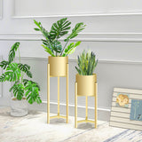 75cm Gold Metal Plant Stand with Flower Pot Holder Corner Shelving Rack Indoor Display