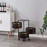 SOGA 2 Tier Steel Round Rotating Kitchen Cart Multi-Functional Shelves Portable Storage Organizer with Wheels