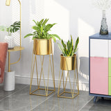 50cm Gold Metal Plant Stand with Gold Flower Pot Holder Corner Shelving Rack Indoor Display