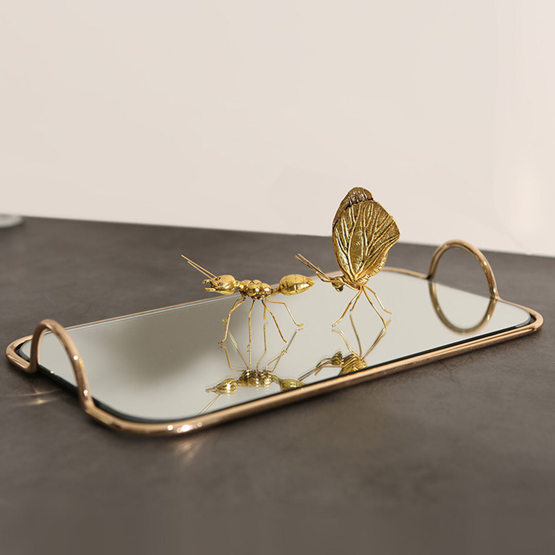 SOGA 40.5cm Gold Flat-Lay Mirror Glass Metal Tray Vanity Makeup Perfum –  Ambience Creation