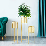 90cm Gold Metal Plant Stand with Flower Pot Holder Corner Shelving Rack Indoor Display