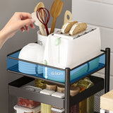 SOGA 2 Tier Steel Square Rotating Kitchen Cart Multi-Functional Shelves Portable Storage Organizer with Wheels