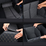 SOGA Leather Car Boot Collapsible Foldable Trunk Cargo Organizer Portable Storage Box Coffee Small