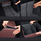 SOGA Leather Car Boot Collapsible Foldable Trunk Cargo Organizer Portable Storage Box Coffee Small