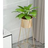 70cm Gold Metal Plant Stand with Gold Flower Pot Holder Corner Shelving Rack Indoor Display