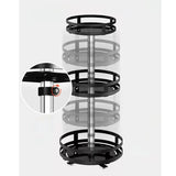 SOGA 2 Tier Steel Black Round Rotating Multi-Function Kitchen Portable Storage Spice Seasoning Kitchen Countertop Organiser Shelf