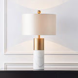 SOGA 60cm White Marble Bedside Modern Desk Table Lamp Living Room Shade with Cylinder Base