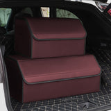 SOGA Leather Car Boot Collapsible Foldable Trunk Cargo Organizer Portable Storage Box Coffee Medium