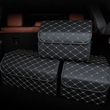 SOGA Leather Car Boot Collapsible Foldable Trunk Cargo Organizer Portable Storage Box Coffee Medium