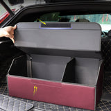 SOGA Leather Car Boot Collapsible Foldable Trunk Cargo Organizer Portable Storage Box Coffee Large