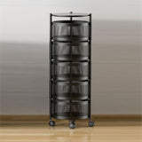 SOGA 2 Tier Steel Round Rotating Kitchen Cart Multi-Functional Shelves Portable Storage Organizer with Wheels