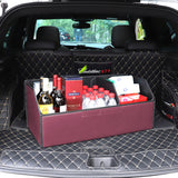 SOGA Leather Car Boot Collapsible Foldable Trunk Cargo Organizer Portable Storage Box Coffee Medium