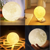 8cm Touch Sensor 3D Moon Table Lamp USB Color Changing LED Luna Night Light Kids Gift