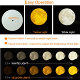 8cm Touch Sensor 3D Moon Table Lamp USB Color Changing LED Luna Night Light Kids Gift