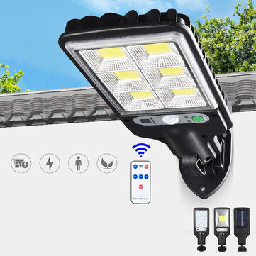 LED Solar Power PIR Motion Sensor Security Wall Light with Remote Control