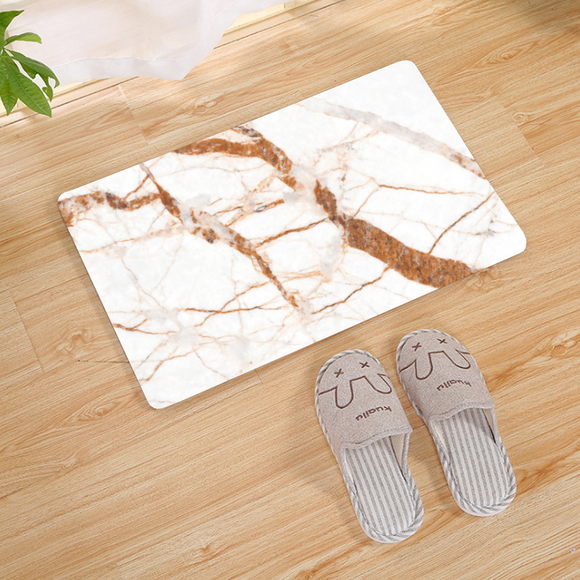 Soft Plush Gold Marble Texture Print Floor Mat