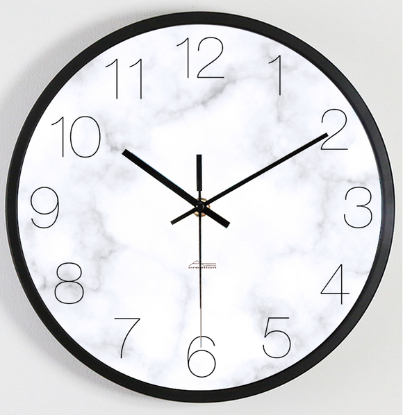 White Marble Texture Print Round Wall Clock