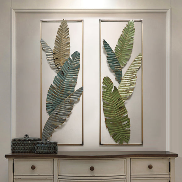 Large Green Leaves Wall Sculpture