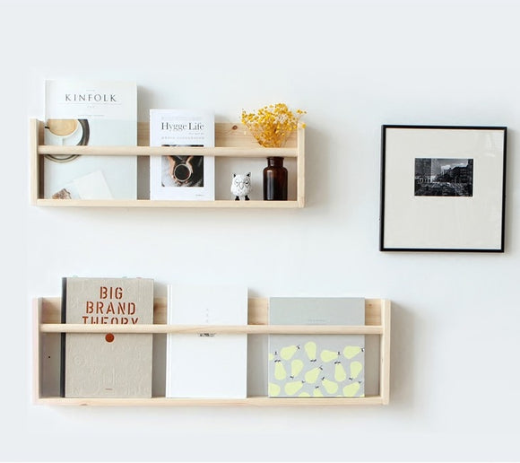 Simple Wood Wall Magazine Book Rack