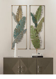 Large Green Leaves Wall Sculpture